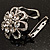 Diamante Floral Scarf Pin/ Brooch (Silver Tone) - view 6