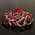 Dome Shaped Ruby Red Coloured Crystal Corsage Brooch (Silver Tone) - view 3