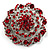 Dome Shaped Ruby Red Coloured Crystal Corsage Brooch (Silver Tone)
