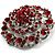 Dome Shaped Ruby Red Coloured Crystal Corsage Brooch (Silver Tone) - view 2