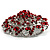 Dome Shaped Ruby Red Coloured Crystal Corsage Brooch (Silver Tone) - view 7