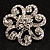 Charming Diamante Floral Brooch (Silver Tone) - view 1