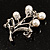Snow White Imitation Pearl Floral Brooch (Silver Tone) - view 2