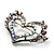 Tiny Open Crystal 'Heart in Heart' Brooch (Silver Tone) - view 3
