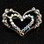 Tiny Open Crystal 'Heart in Heart' Brooch (Silver Tone) - view 2