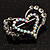Tiny Open Crystal 'Heart in Heart' Brooch (Silver Tone) - view 4