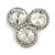 Clear Diamante Circle Art Nouveau Brooch (Silver Tone) - view 10