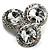 Clear Diamante Circle Art Nouveau Brooch (Silver Tone) - view 6