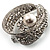 Asymmetrical Twirl Diamante Wedding Brooch (Silver & Clear) - view 5