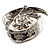 Asymmetrical Twirl Diamante Wedding Brooch (Silver & Clear) - view 6