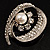 Asymmetrical Twirl Diamante Wedding Brooch (Silver & Clear) - view 7
