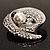 Asymmetrical Twirl Diamante Wedding Brooch (Silver & Clear) - view 10