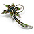 'Falling Star' Crystal Fashion Brooch (Olive & Green) - view 7