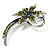 'Falling Star' Crystal Fashion Brooch (Olive & Green) - view 4