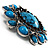 Vintage Turquoise Stone Floral Corsage Brooch (Burn Silver Tone) - view 5