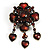 Vintage Amber Coloured Crystal Charm Brooch (Bronze Tone) - view 4
