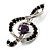 Silver Tone Crystal Music Treble Clef Brooch (Violet) - view 3