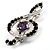 Silver Tone Crystal Music Treble Clef Brooch (Violet) - view 7