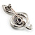 Silver Tone Crystal Music Treble Clef Brooch (Violet) - view 8