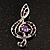 Silver Tone Crystal Music Treble Clef Brooch (Violet) - view 2