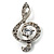 Silver Tone Crystal Music Treble Clef Brooch (Clear) - view 1