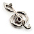 Silver Tone Crystal Music Treble Clef Brooch (Burgundy Red) - view 6