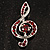 Silver Tone Crystal Music Treble Clef Brooch (Burgundy Red) - view 2