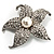 Silver Tone Sparkling Crystal Floral Brooch - view 5