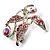 Small Crystal Floral Brooch (Silver&Pink) - view 2
