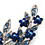 Romantic Blue Austrian Crystal Floral Brooch In Silver Tone Metal - 75mm L - view 4