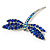 Classic Navy Blue Swarovski Crystal Dragonfly Brooch (Silver Tone) - view 4