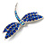 Classic Navy Blue Swarovski Crystal Dragonfly Brooch (Silver Tone) - view 5