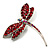 Classic Bright Red Swarovski Crystal Dragonfly Brooch (Silver Tone) - view 6