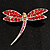 Classic Bright Red Swarovski Crystal Dragonfly Brooch (Silver Tone) - view 2