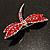 Classic Bright Red Swarovski Crystal Dragonfly Brooch (Silver Tone) - view 4