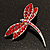 Classic Bright Red Swarovski Crystal Dragonfly Brooch (Silver Tone) - view 3