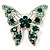 Dazzling Emerald Green Swarovski Crystal Butterfly Brooch (Silver Tone)