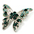 Dazzling Emerald Green Swarovski Crystal Butterfly Brooch (Silver Tone) - view 4