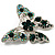 Dazzling Emerald Green Swarovski Crystal Butterfly Brooch (Silver Tone) - view 2