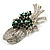 Stunning Bow Corsage Crystal Brooch (Clear&Emerald Green) - view 4
