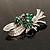 Stunning Bow Corsage Crystal Brooch (Clear&Emerald Green) - view 6