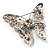 Dazzling Teal Coloured Swarovski Crystal Butterfly Brooch (Silver Tone) - view 4