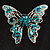 Dazzling Teal Coloured Swarovski Crystal Butterfly Brooch (Silver Tone) - view 5