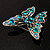 Dazzling Teal Coloured Swarovski Crystal Butterfly Brooch (Silver Tone) - view 8