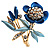 Blue Enamel Crystal Bunch Of Flowers Brooch (Gold Tone) - view 4