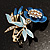 Blue Enamel Crystal Bunch Of Flowers Brooch (Gold Tone) - view 7