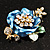 Blue Enamel Crystal Flower Brooch (Gold Tone) - view 5