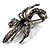 Swarovski Crystal Flower Brooch (Gun Metal) - view 3