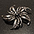 Swarovski Crystal Flower Brooch (Gun Metal) - view 7