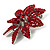 Hot Red Swarovski Crystal Bridal Corsage Brooch (Silver Tone) - view 4